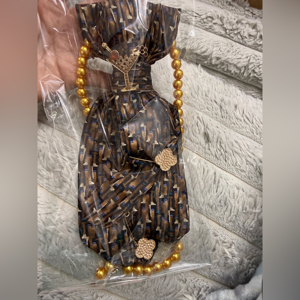 Upcycle Elegant Brown and Gold martini tie necklace